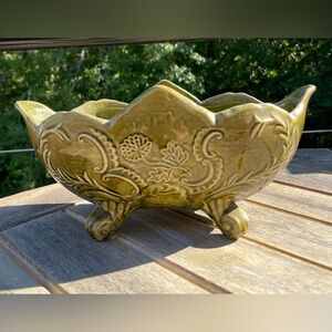 California Pottery Green CP-92-USA Planter /
Fruit Footed Bowl